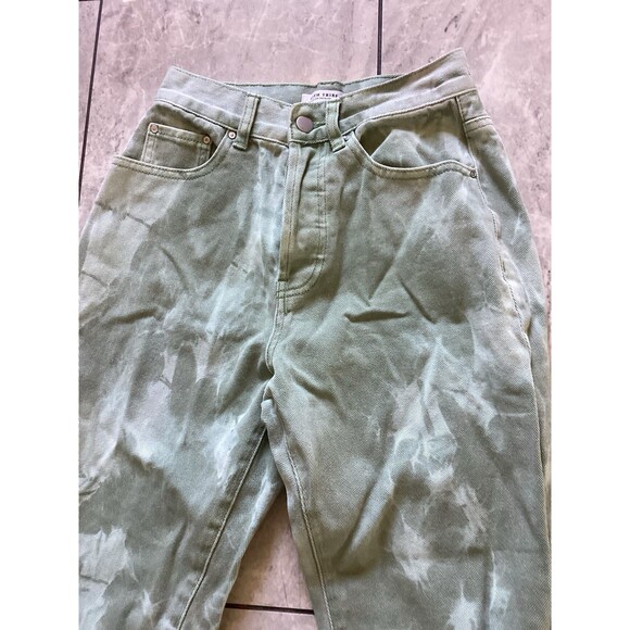 12th Tribe Green Tie Dye Tapered High Rise Jeans Button Fly S - Picture 2 of 6